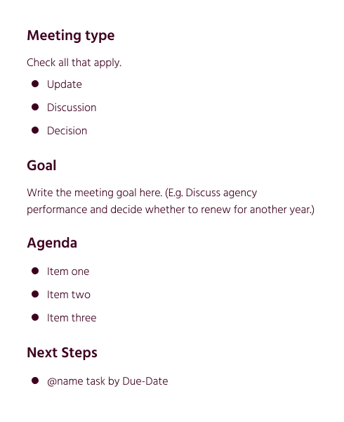 Simple Meeting Minutes Agenda Template Word Google Doc